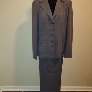 Jones & Co, 2pc Pant Suit, Gray, Size-12, Stretch, Dry Cleaned